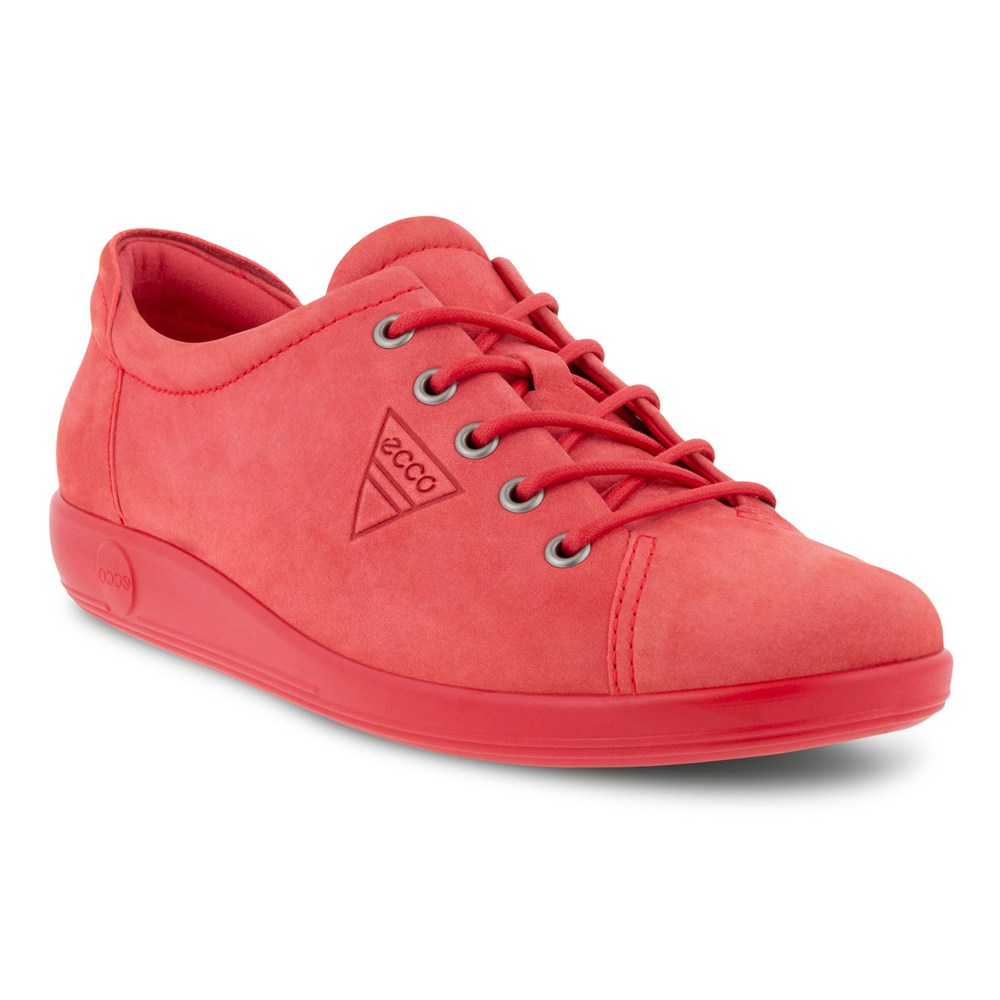ECCO Sneakersy Damskie - Soft 2.0 Tie - Czerwone - BRXGFL-572